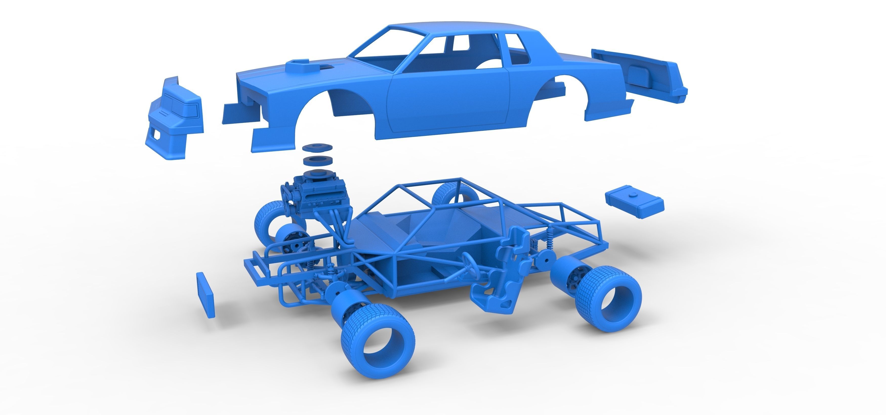 Vintage dirt late model race car Scale 1 to 25 3D print model_35