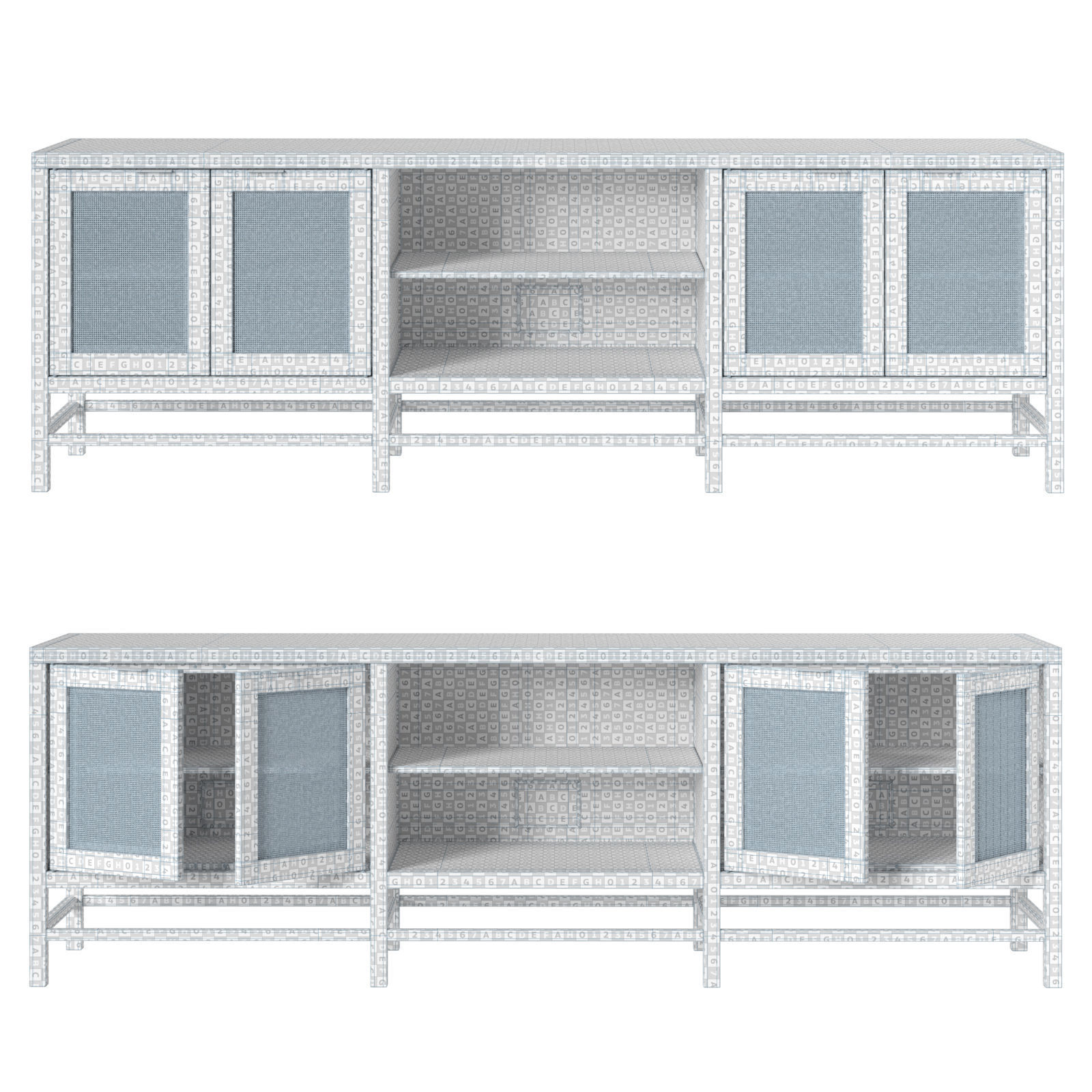 Crate and Barrel Blake 85 TV console 3D model_7