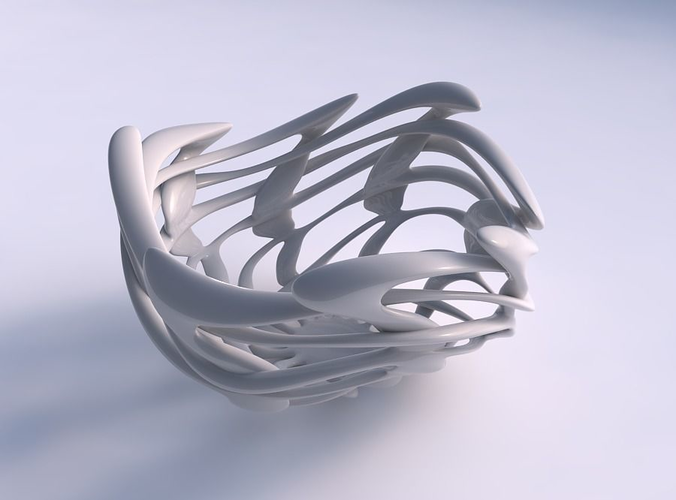 Bowl wide cylindrical with interlacing lattice twisted wavy