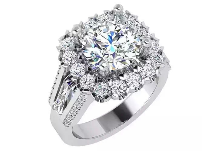 Square Halo Cathedral Setting Ring 4556