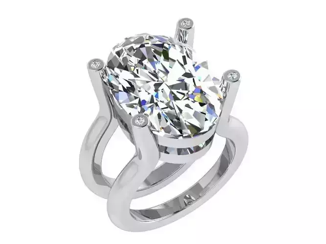 Oval Basket Setting Double Shank Ring 4557