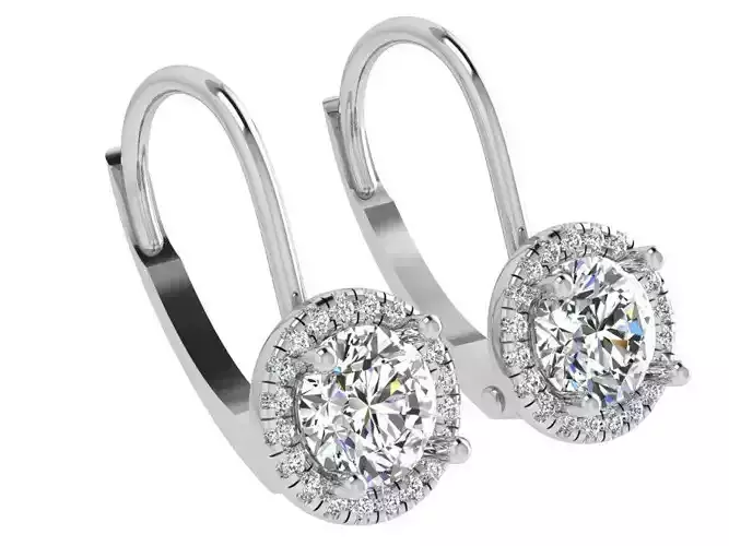 Round Halo Leverback Earring 4559 3D print model