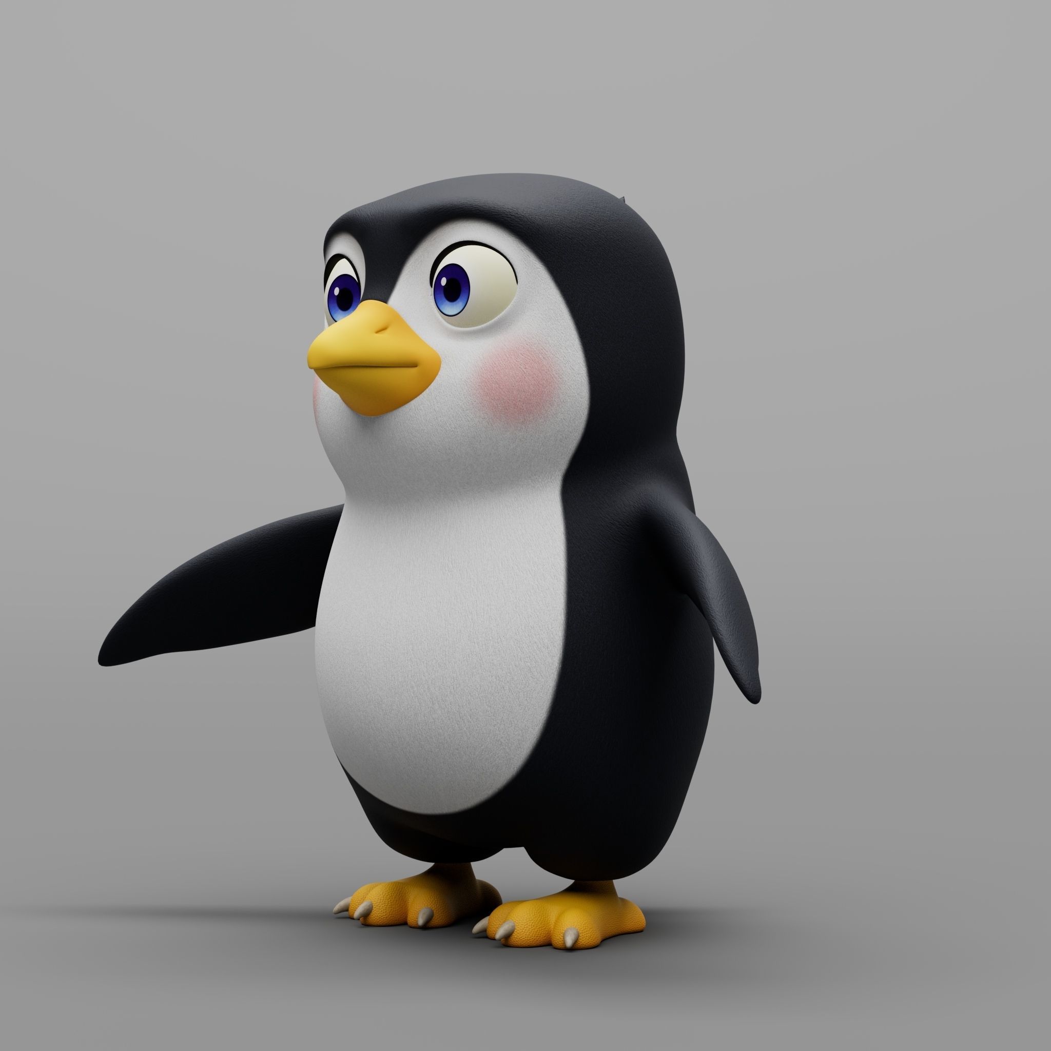 Penguin cartoon character modeling textures 3D model_2