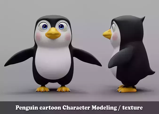 Penguin cartoon character modeling textures 3D model