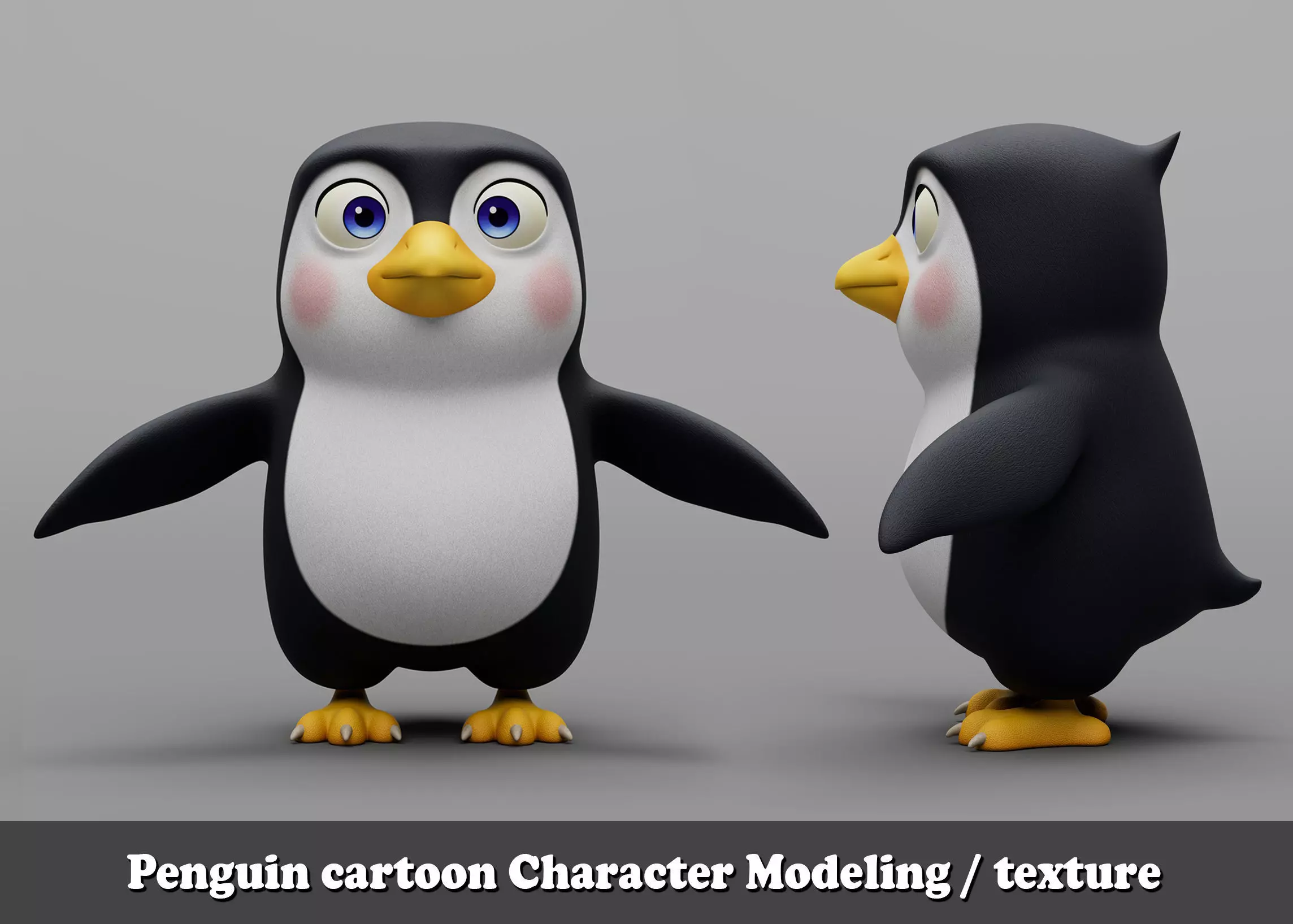 Penguin cartoon character modeling textures 3D model_0