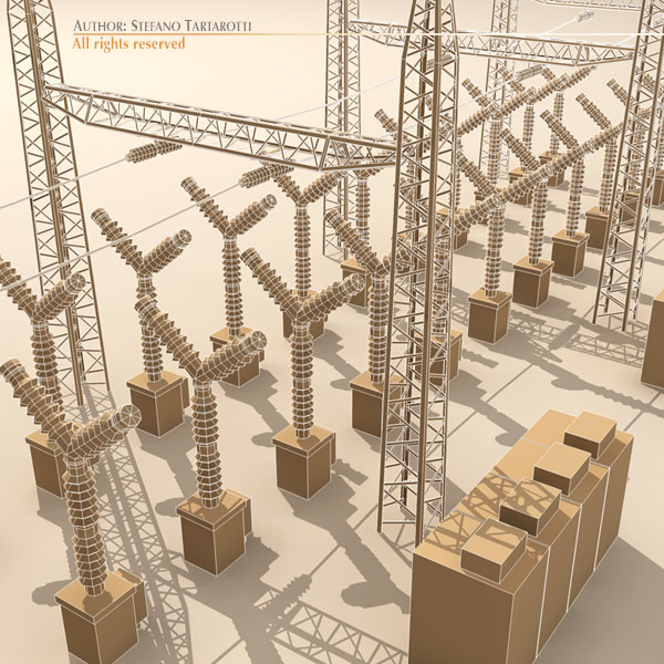 Electrical substation elements 3D model_1
