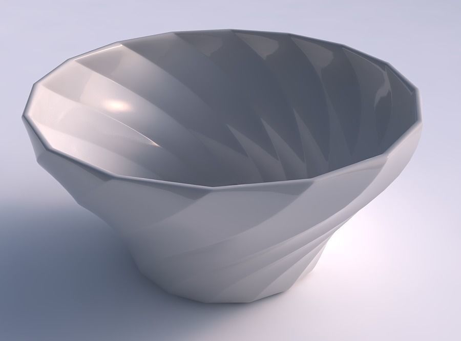Bowl wide and twisted with twisted bands 3D print model_0
