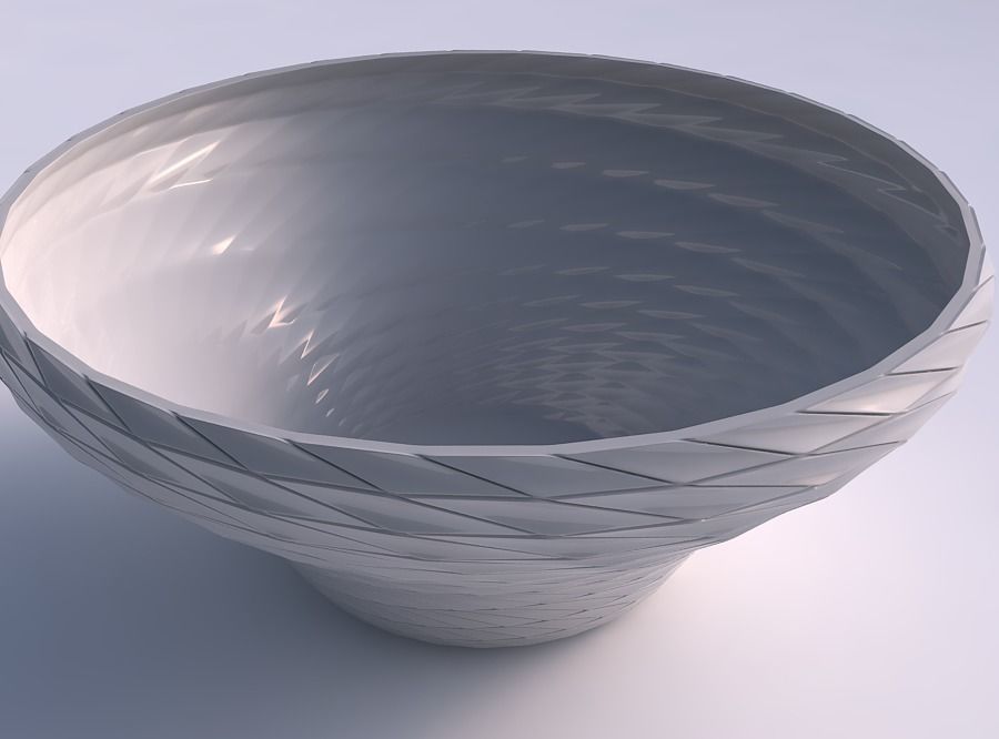 Bowl wide and twisted with distorted and twisted grid plates 3D print model_0
