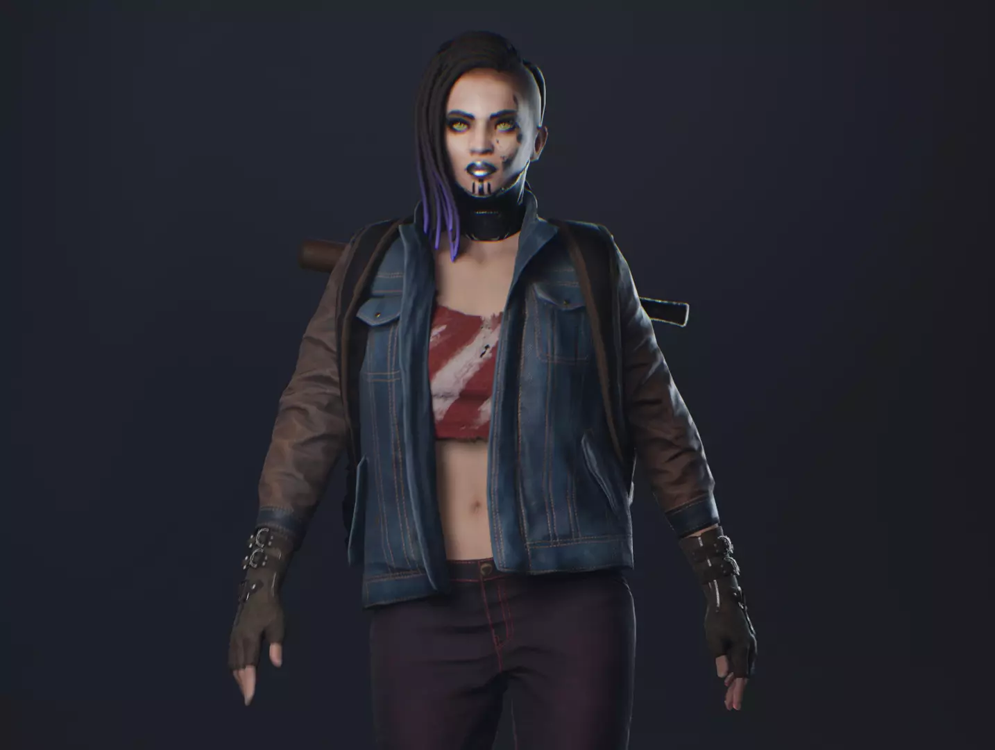 Survival Post-apocalyptic Girl Low-poly 3D model