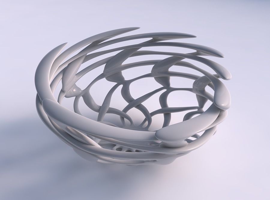 Bowl wide cylindrical with interlacing lattice pimp up top 3D print model_0