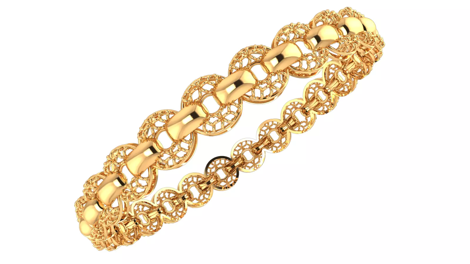 1421 Rounded Gold Bangle Bracelet 15gm 3D print model_0
