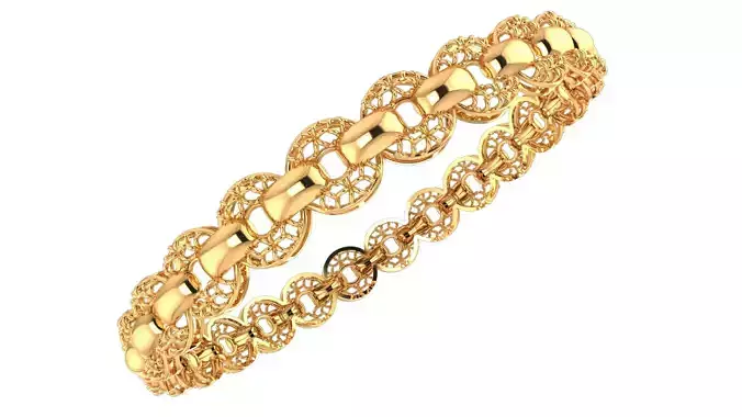 1421 Rounded Gold Bangle Bracelet 15gm