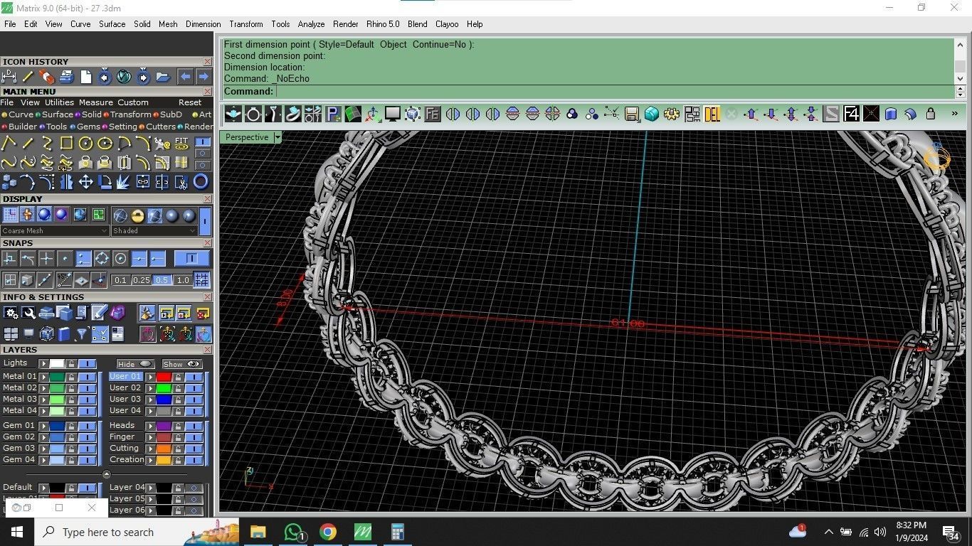 1421 Rounded Gold Bangle Bracelet 15gm 3D print model_1