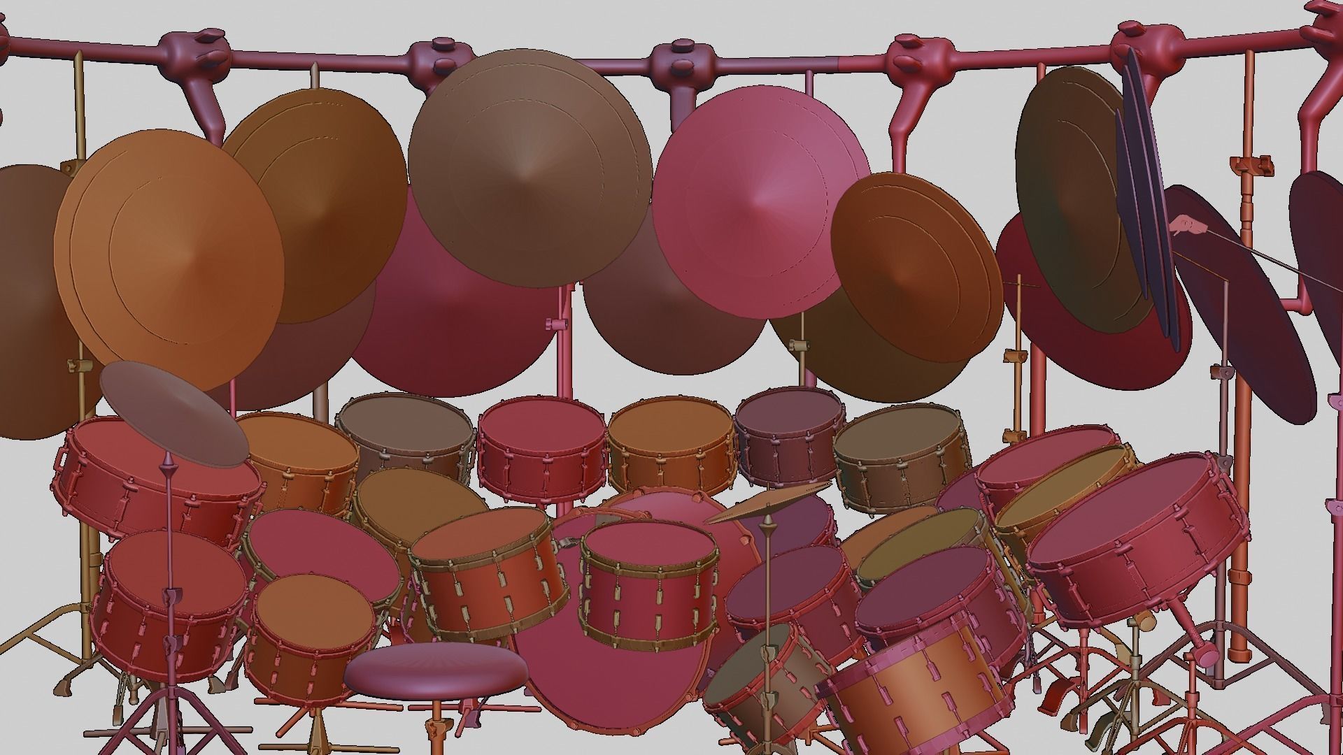 industrial 40 piece drumset 3D model_9