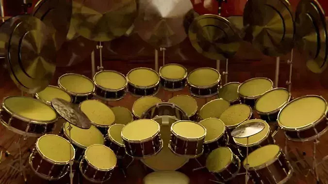 industrial 40 piece drumset 3D model