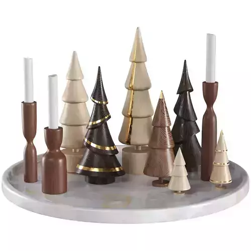 Decor set wooden christmas trees 