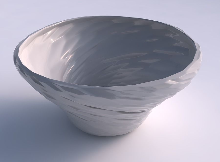 Bowl wide and twisted with twisted rocky bulges 3D print model_0