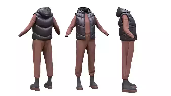Female Autumn Outfit 7 Low-poly 3D model