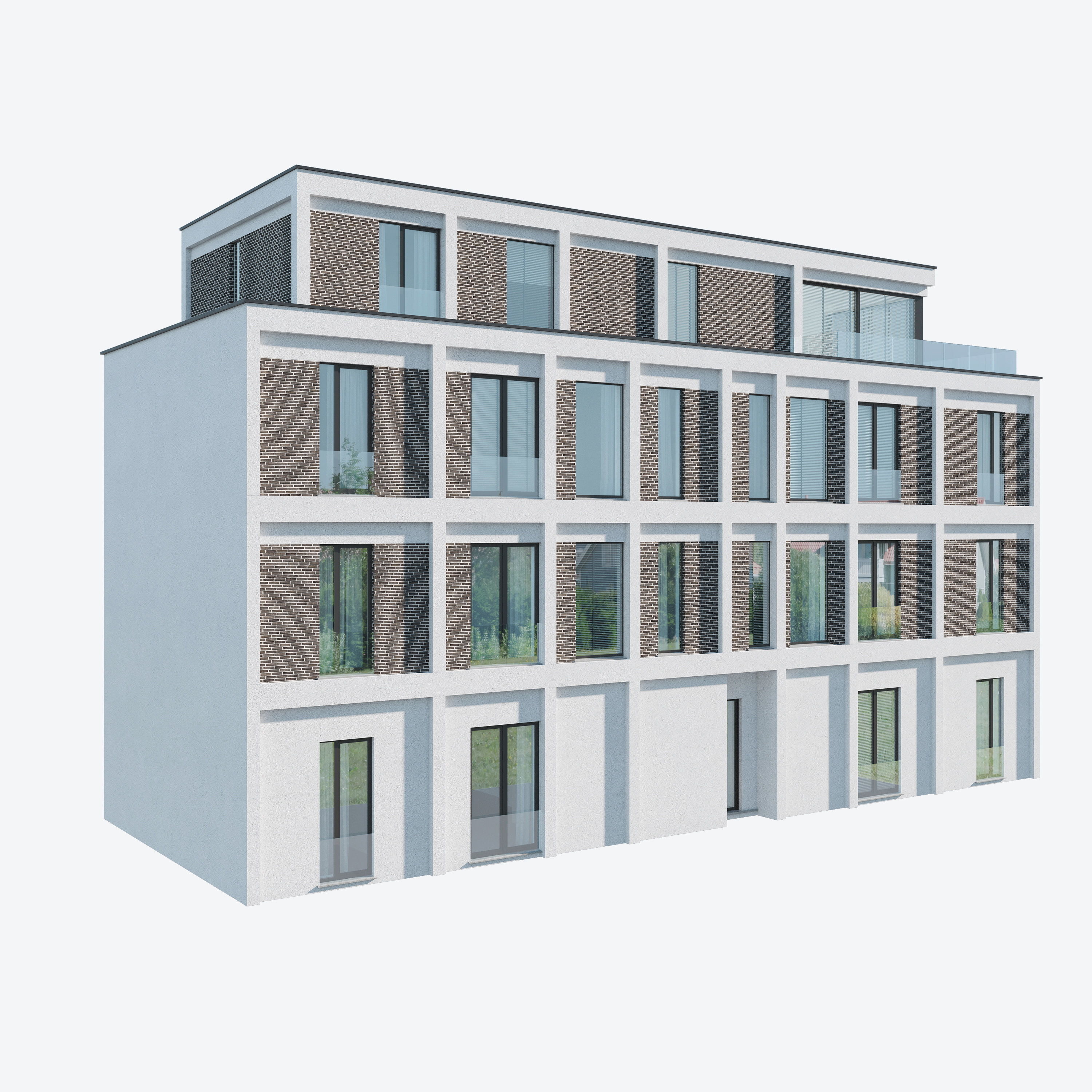 Modern Apartment Building 1 3D model_4
