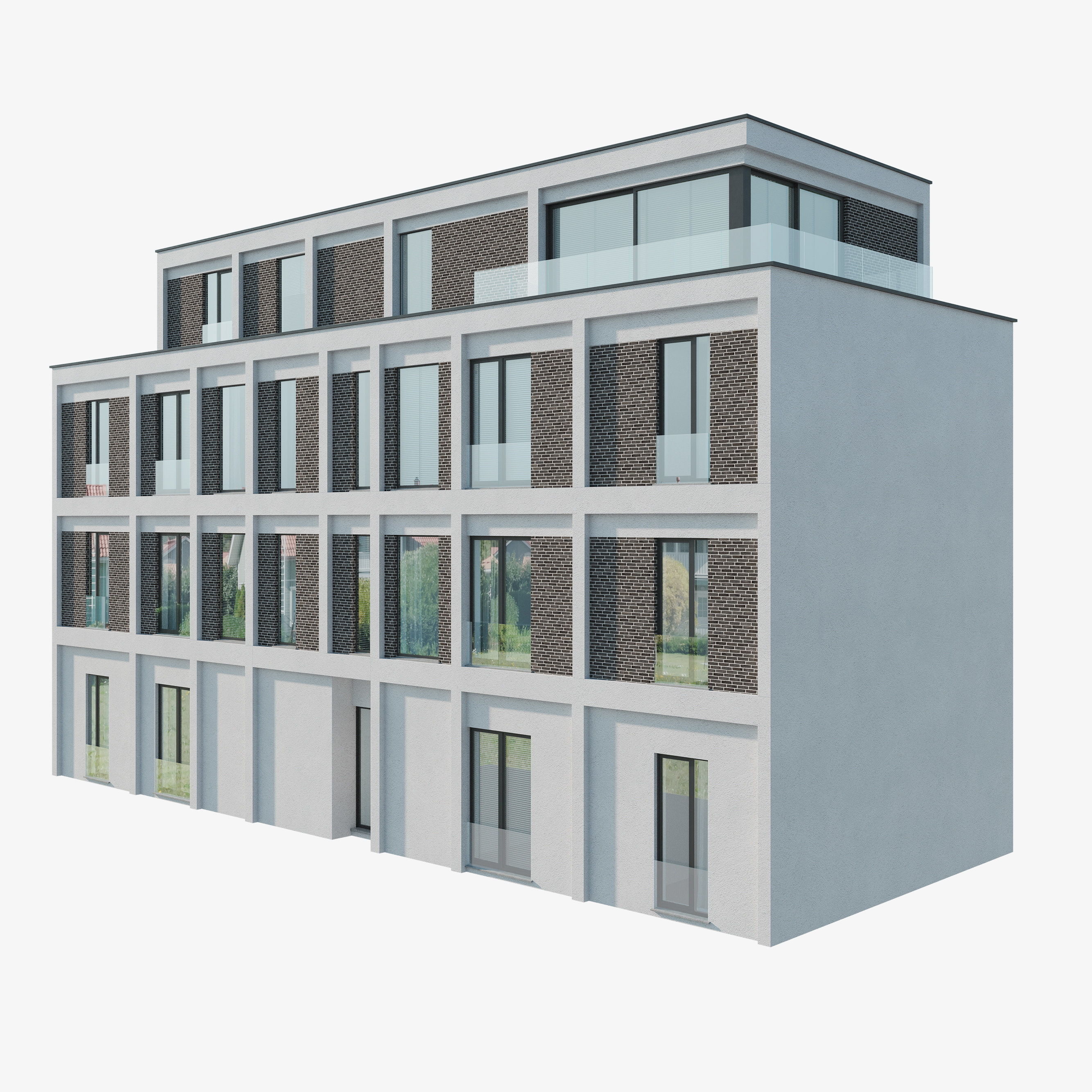 Modern Apartment Building 1 3D model_2