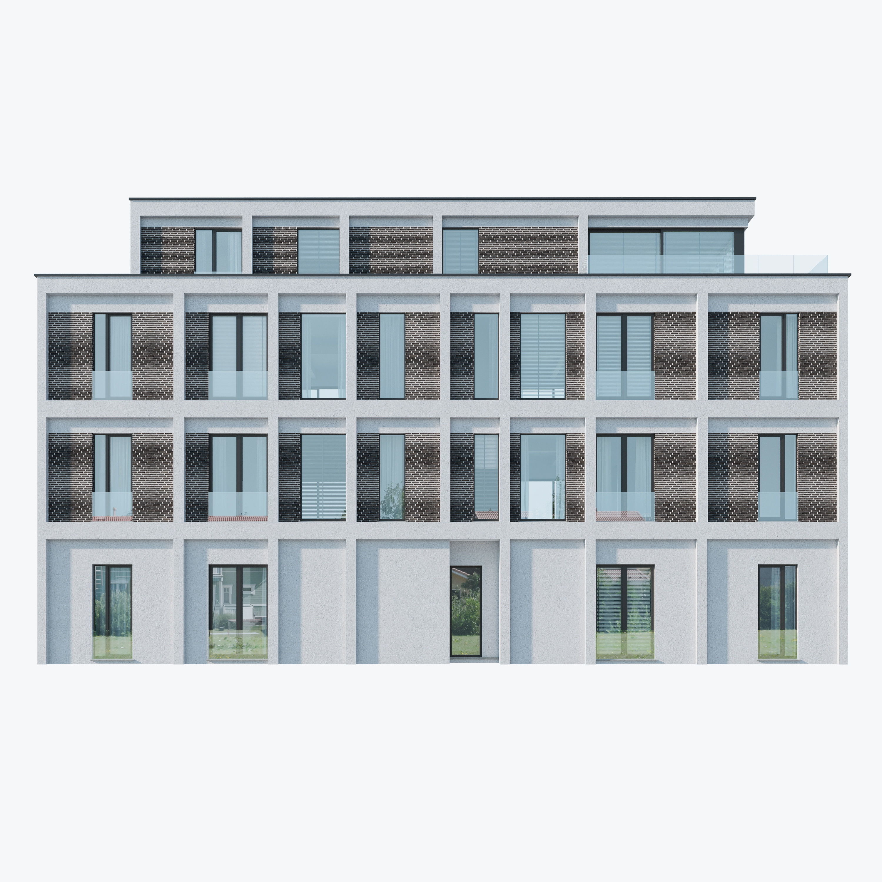 Modern Apartment Building 1 3D model_6
