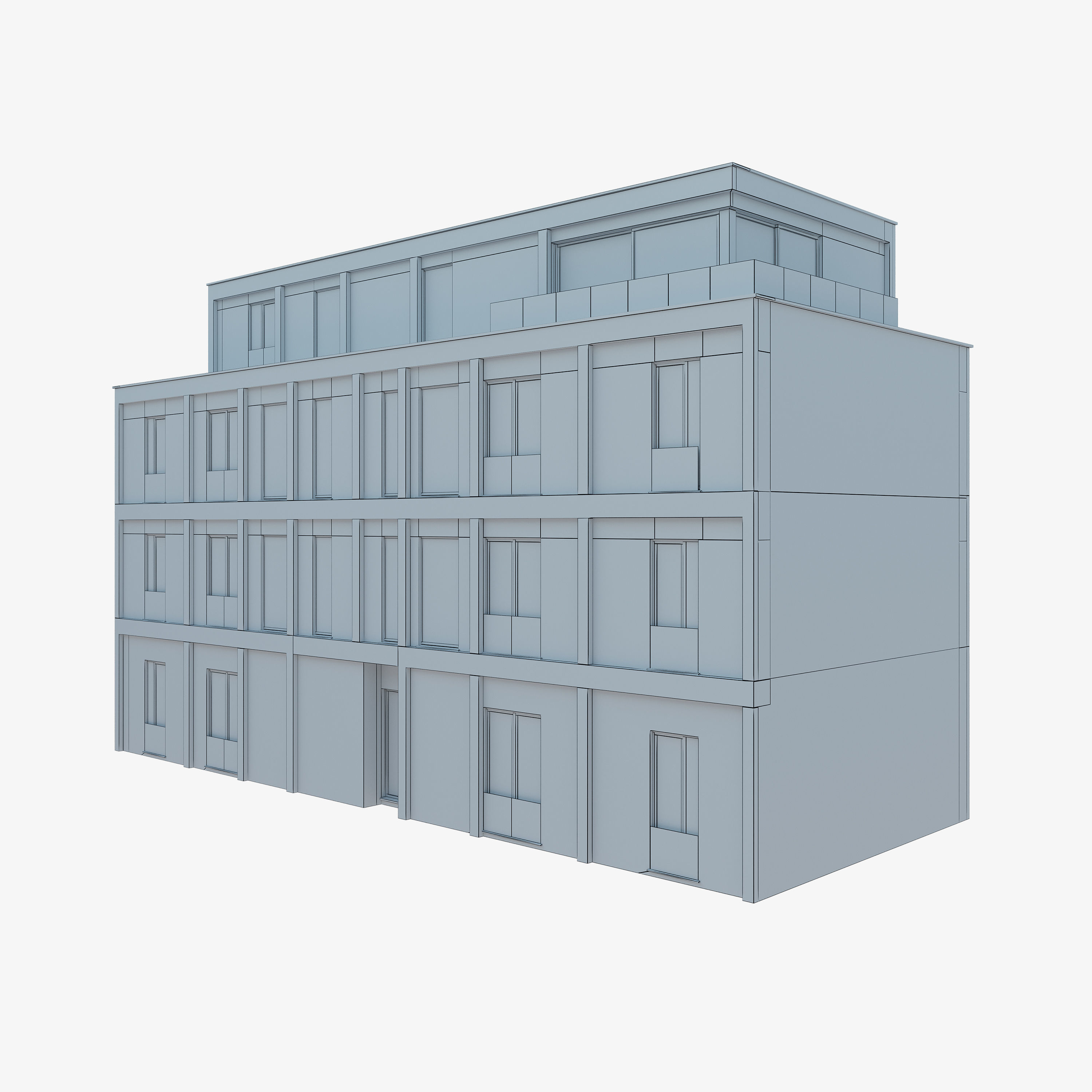 Modern Apartment Building 1 3D model_8