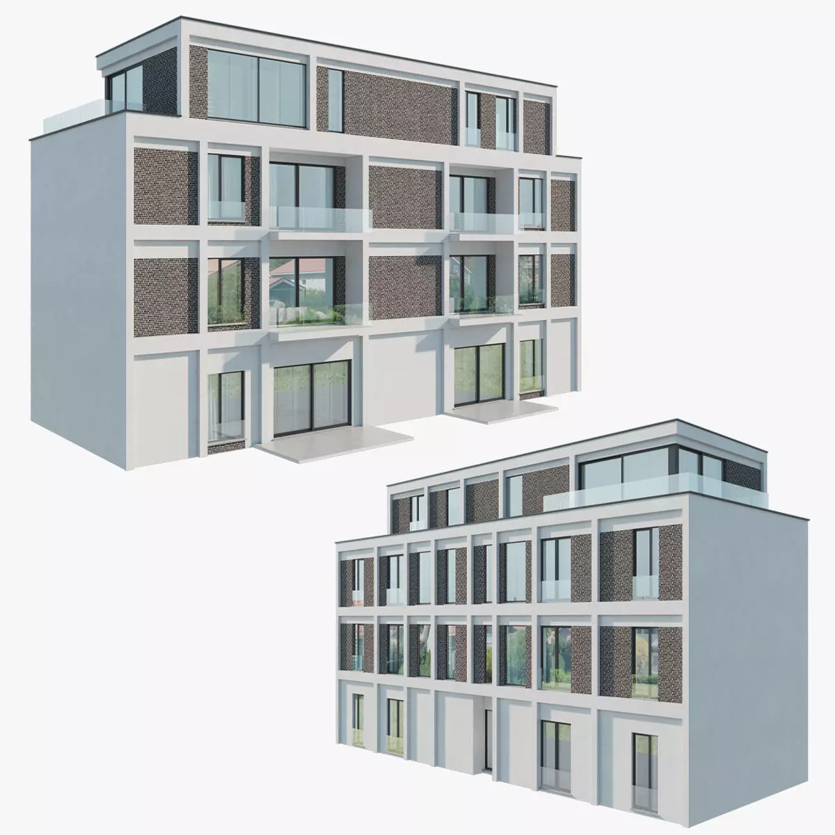Modern Apartment Building 1 3D model_0