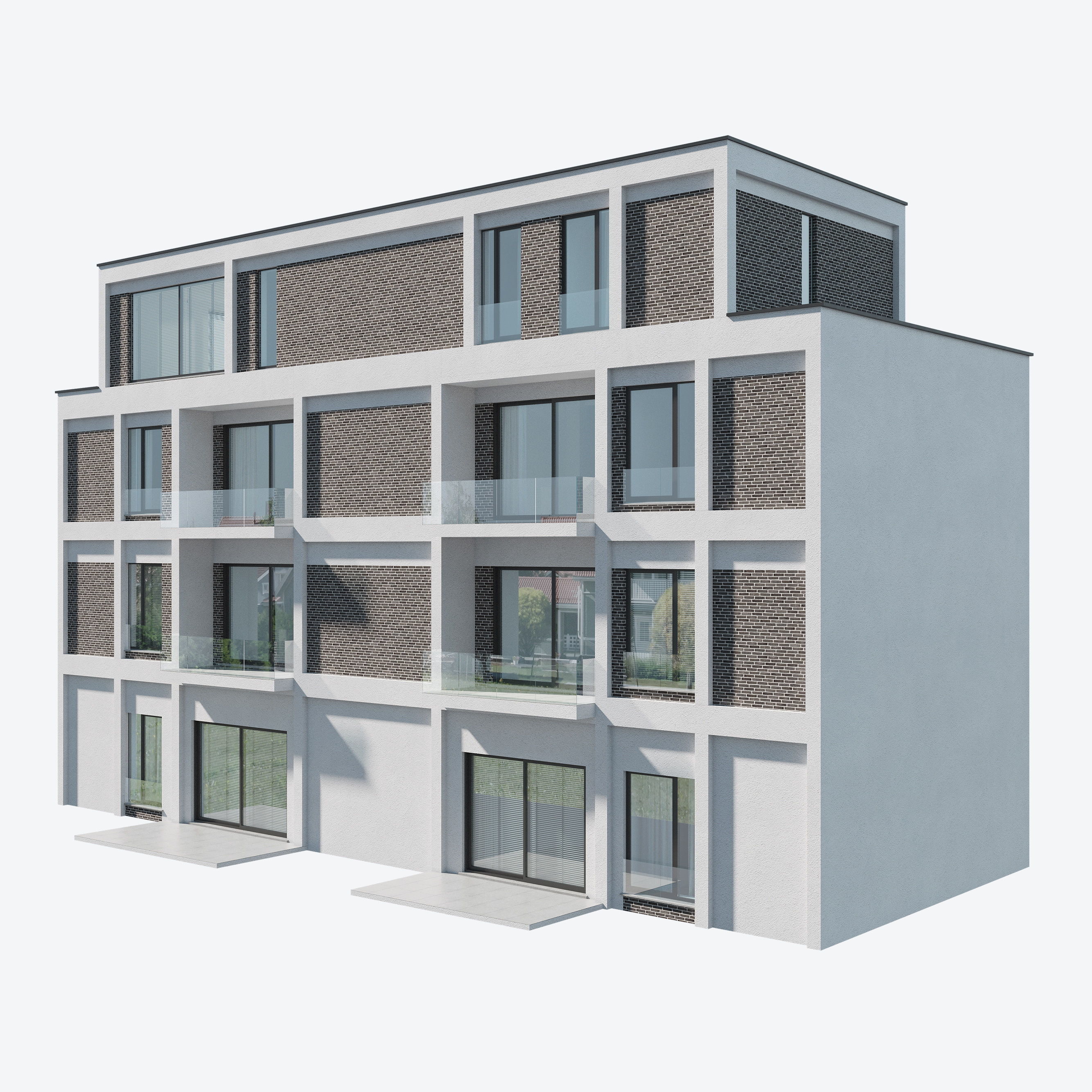 Modern Apartment Building 1 3D model_1