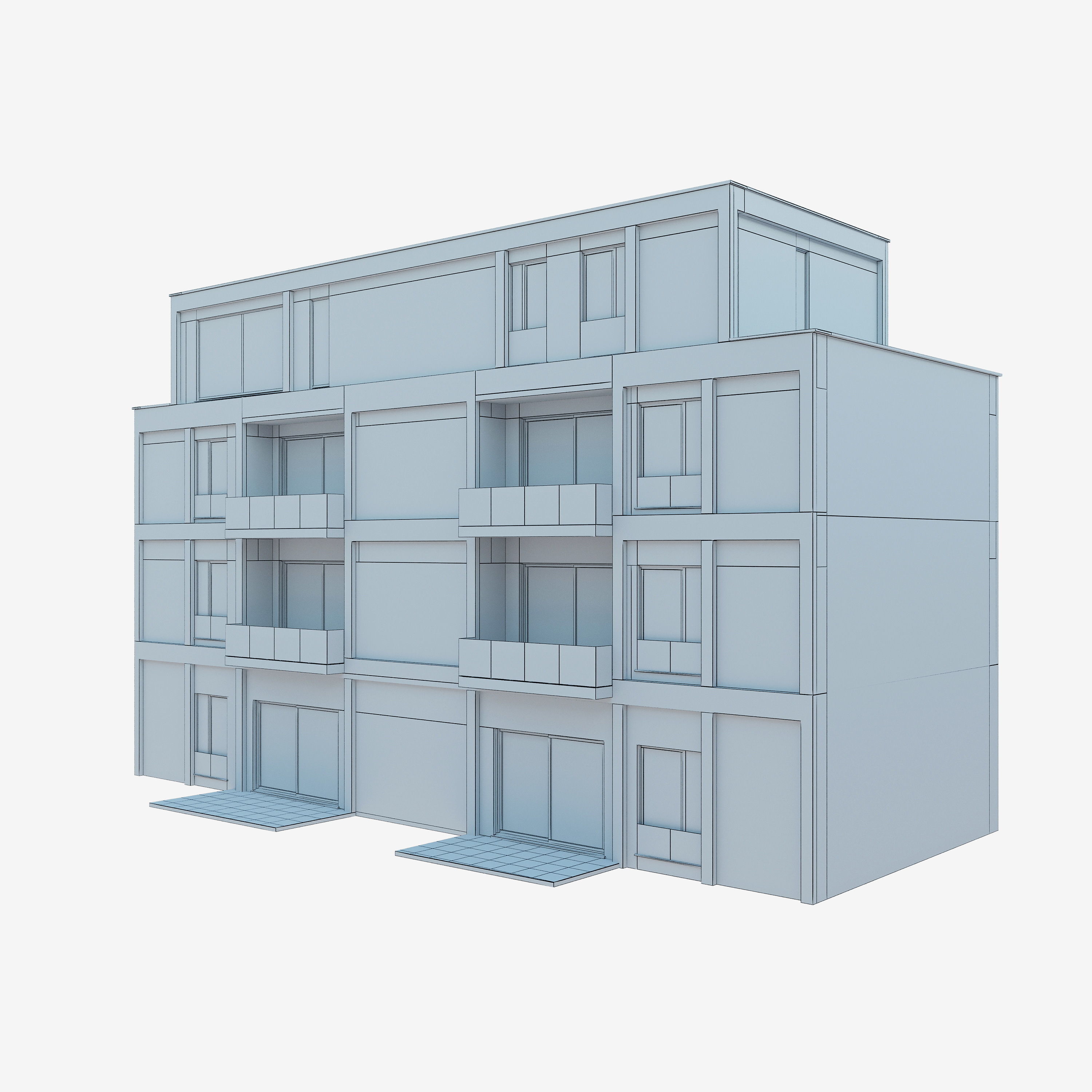 Modern Apartment Building 1 3D model_7