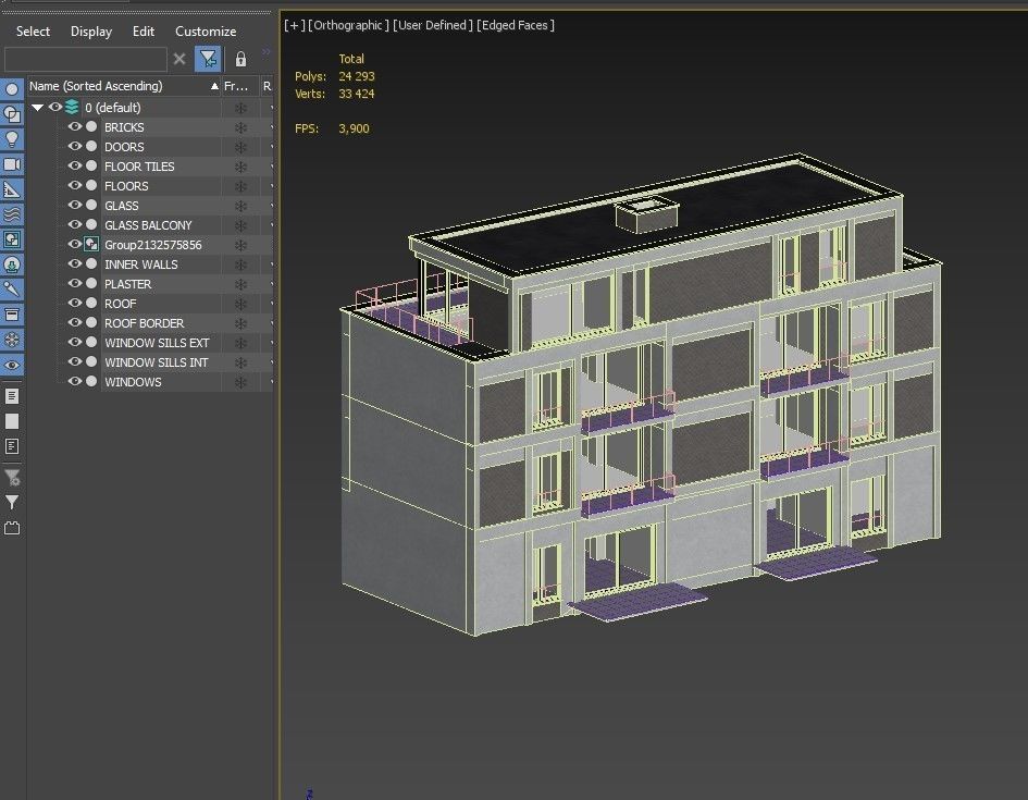 Modern Apartment Building 1 3D model_13