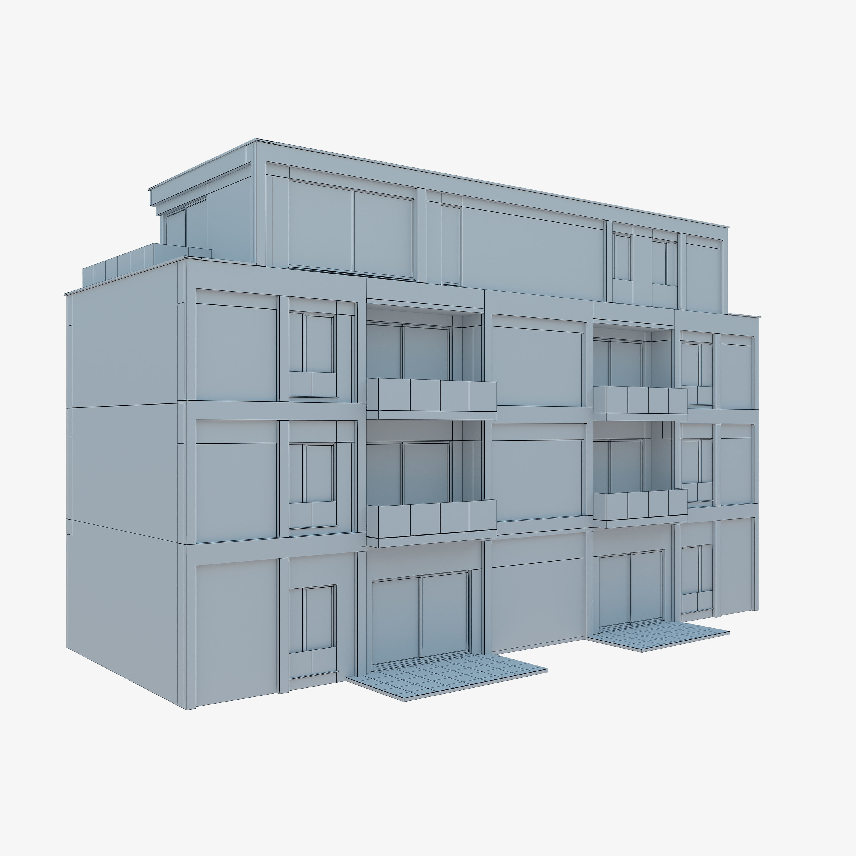 Modern Apartment Building 1 3D model_9