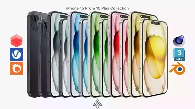 Apple iPhone 15 - 15 Plus Collection 3D model Apple iPhone 15 - 15 Plus Collection 3D model