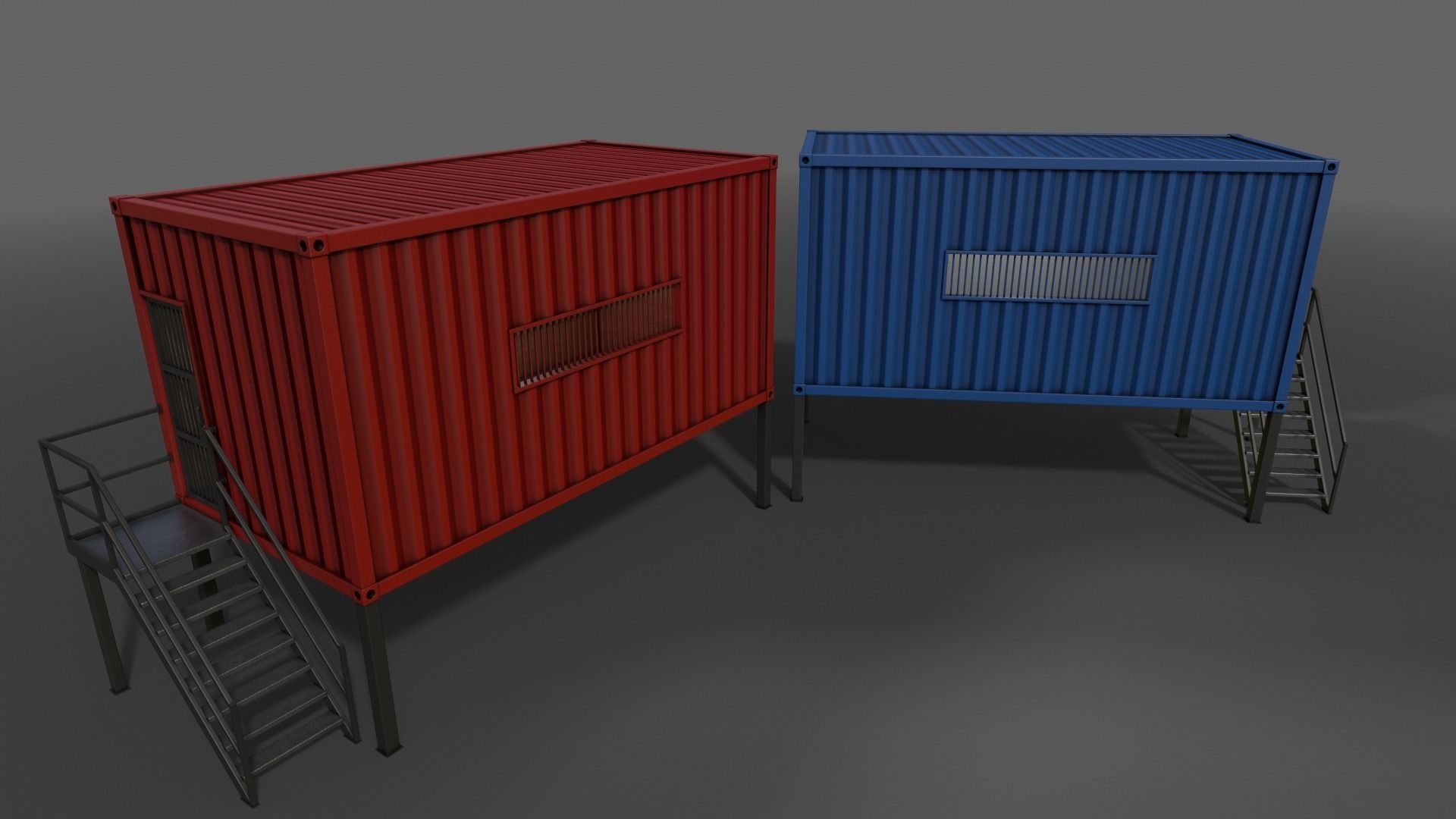 PBR Container House CA 20ft V5 Low-poly 3D model_6