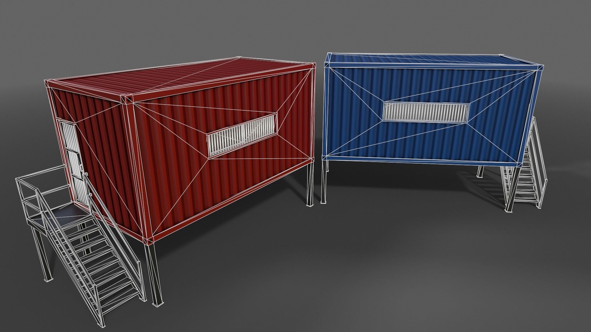 PBR Container House CA 20ft V5 Low-poly 3D model_7