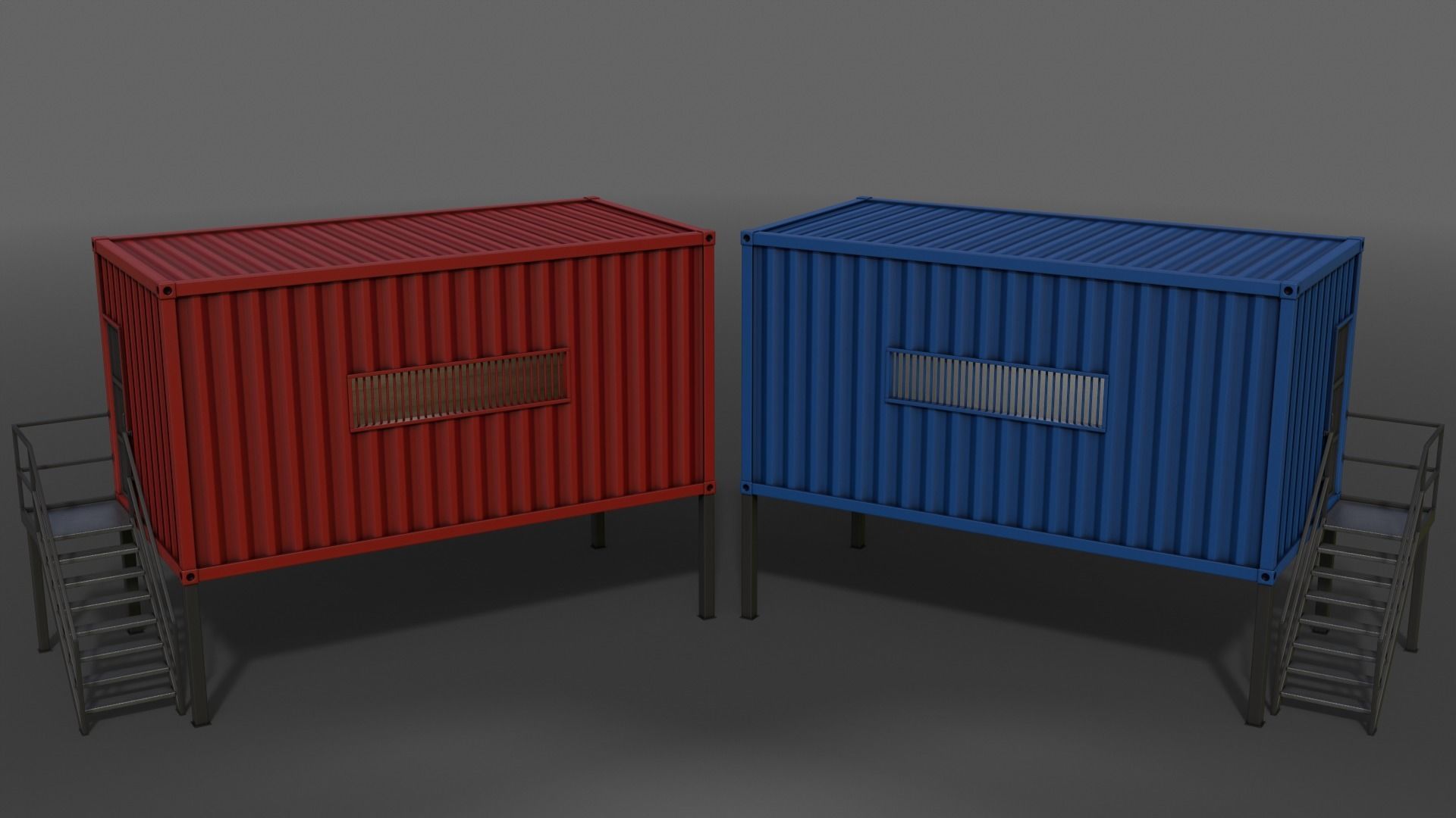 PBR Container House CA 20ft V5 Low-poly 3D model_4
