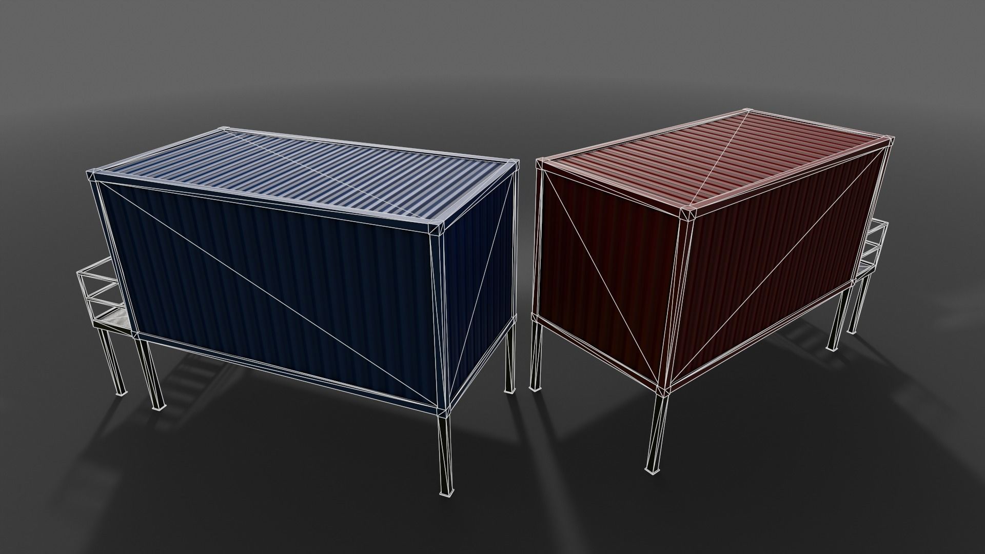 PBR Container House CA 20ft V5 Low-poly 3D model_15