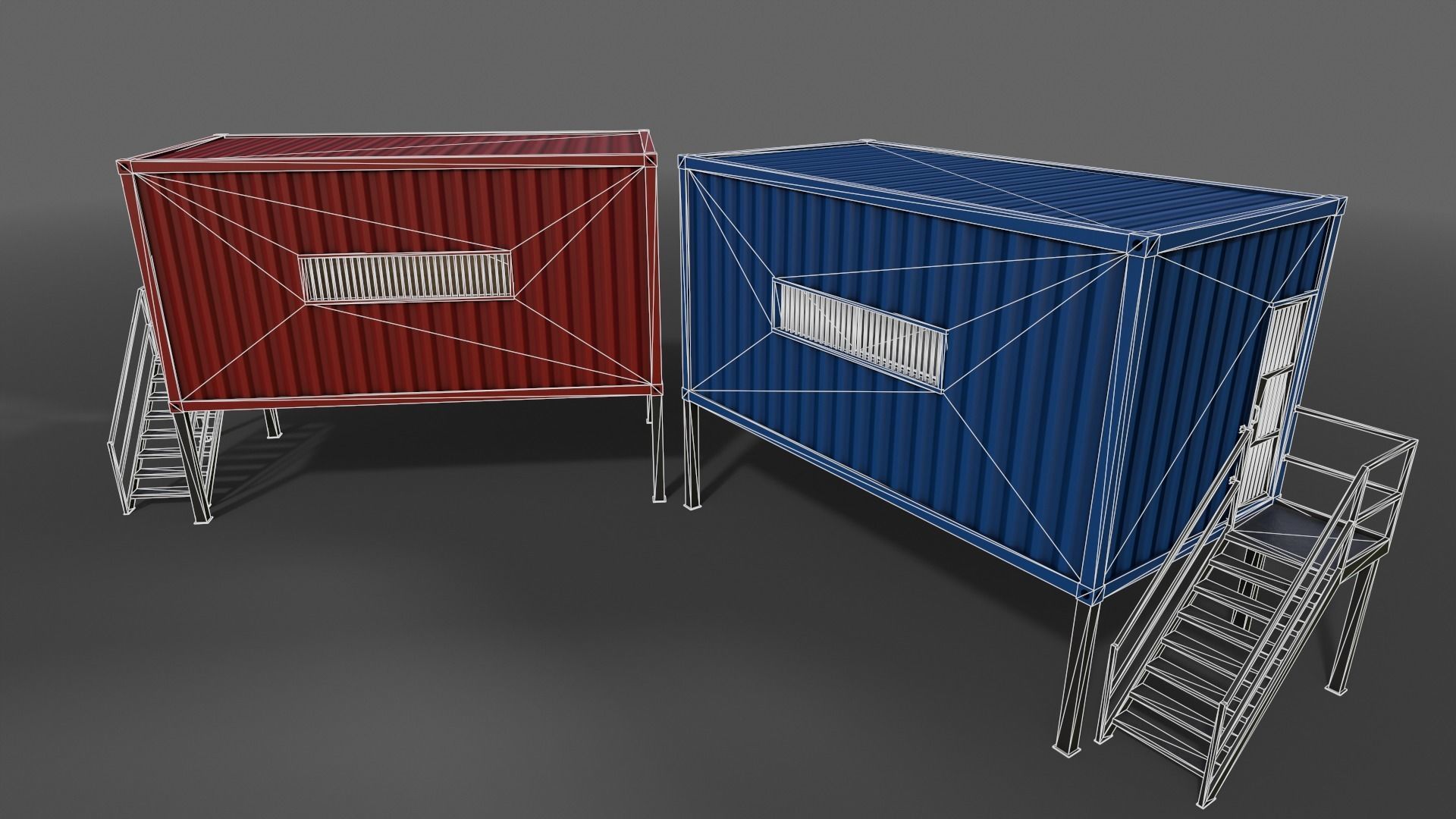 PBR Container House CA 20ft V5 Low-poly 3D model_9