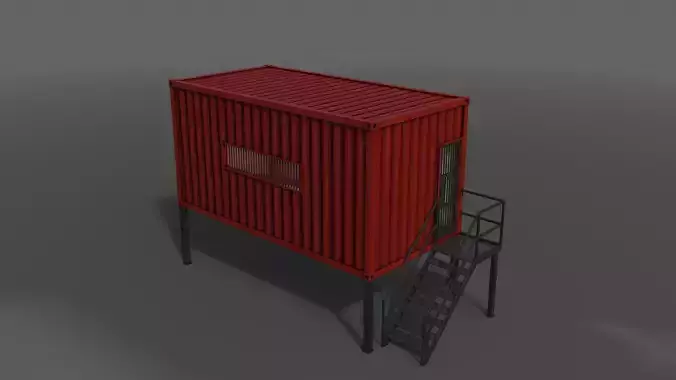 PBR Container House CA 20ft V5 Low-poly 3D model