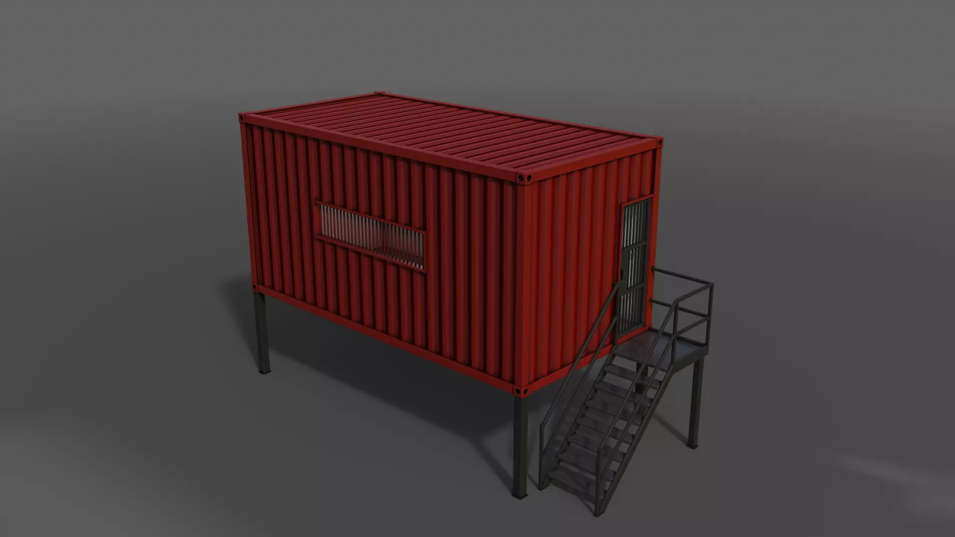 PBR Container House CA 20ft V5 Low-poly 3D model_0