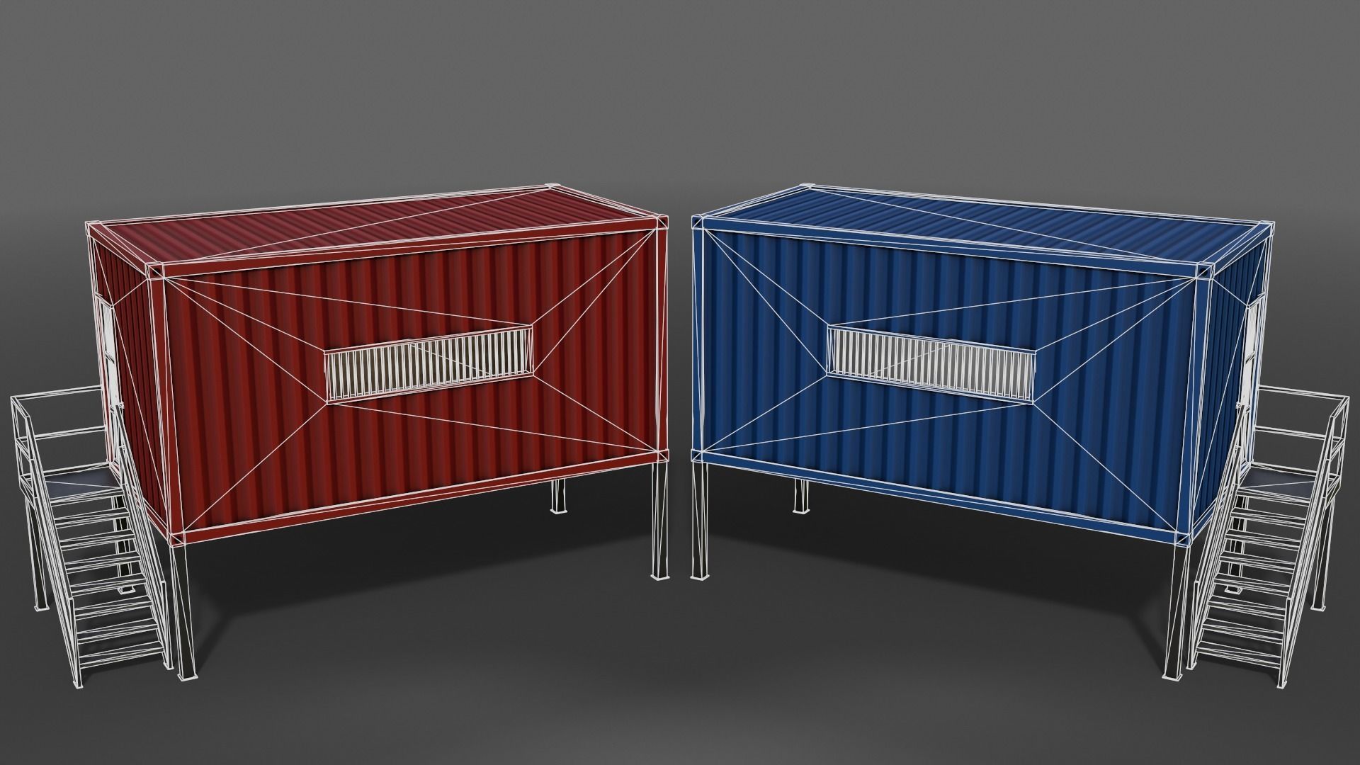 PBR Container House CA 20ft V5 Low-poly 3D model_5