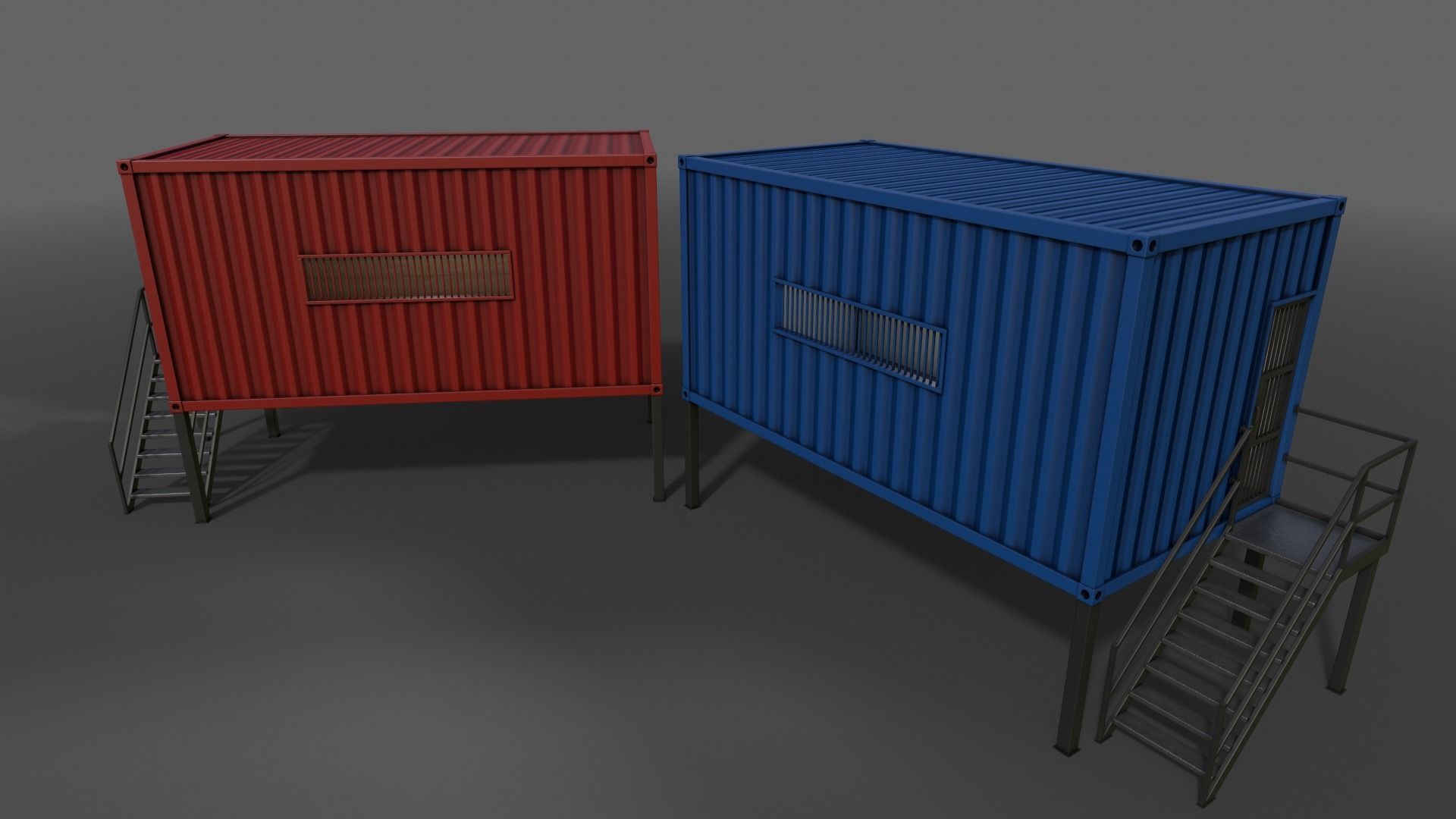 PBR Container House CA 20ft V5 Low-poly 3D model_8