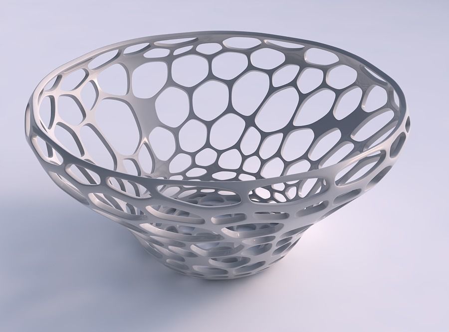 Bowl wide and twisted with twisted organic lattice 3D print model_0