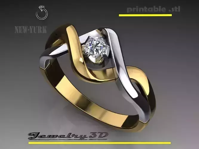 woman Ring  2 colors and gem 015ct