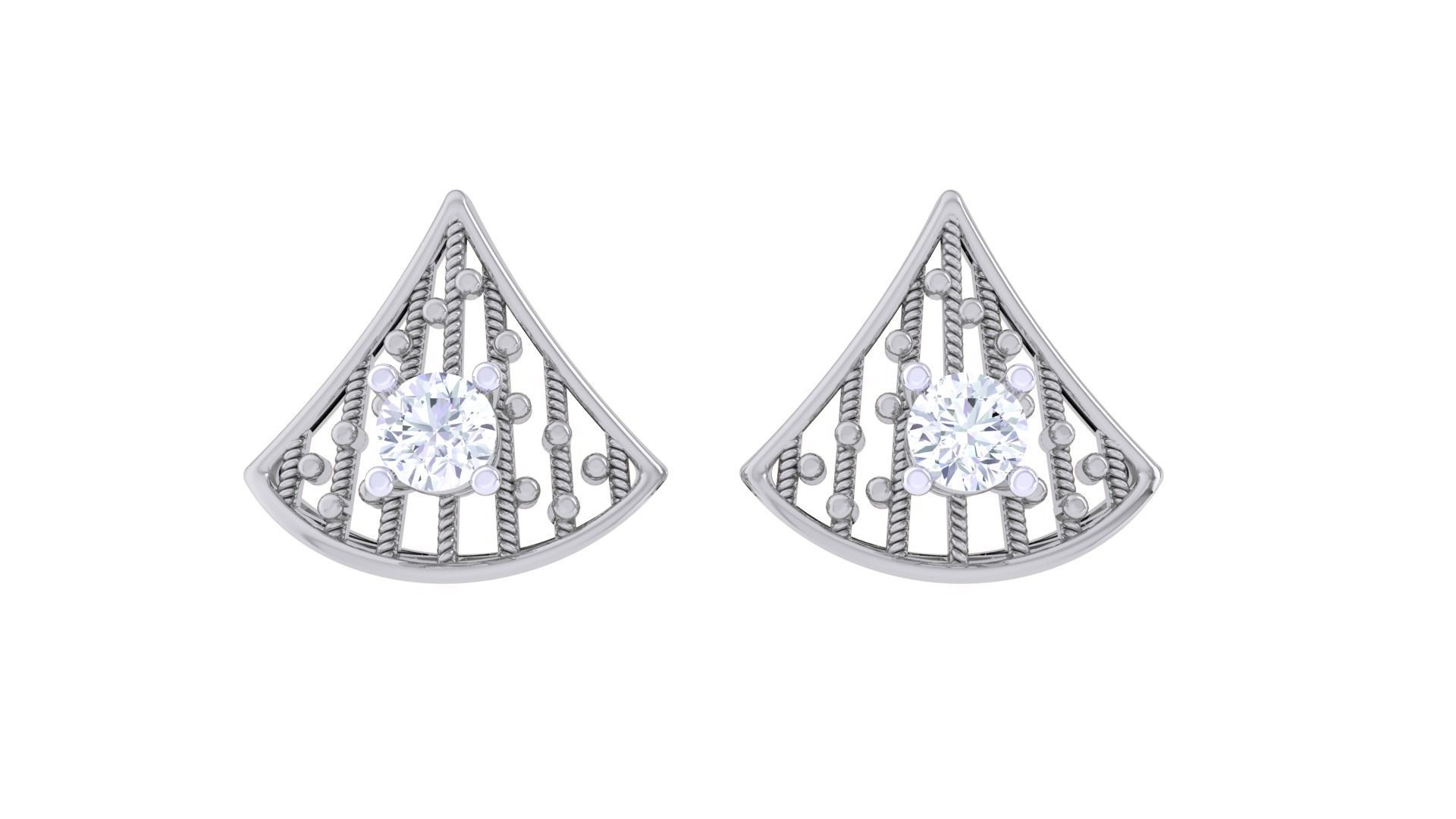 Wire Mesh Solitaire High Jewelry Pendant Earrings Set 3D print model_9