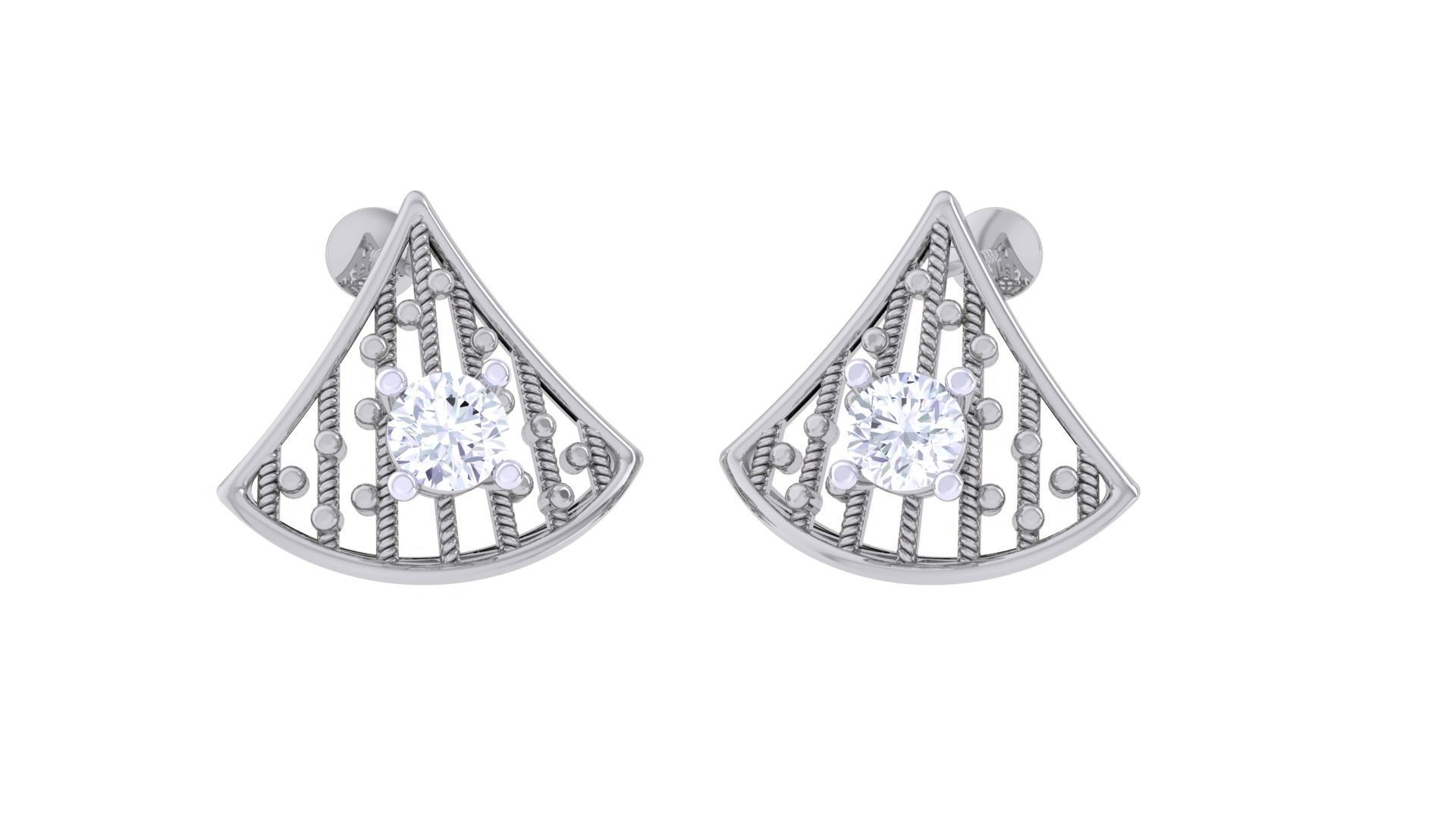 Wire Mesh Solitaire High Jewelry Pendant Earrings Set 3D print model_7