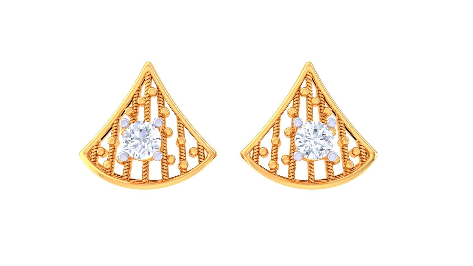 Wire Mesh Solitaire High Jewelry Pendant Earrings Set 3D print model_8