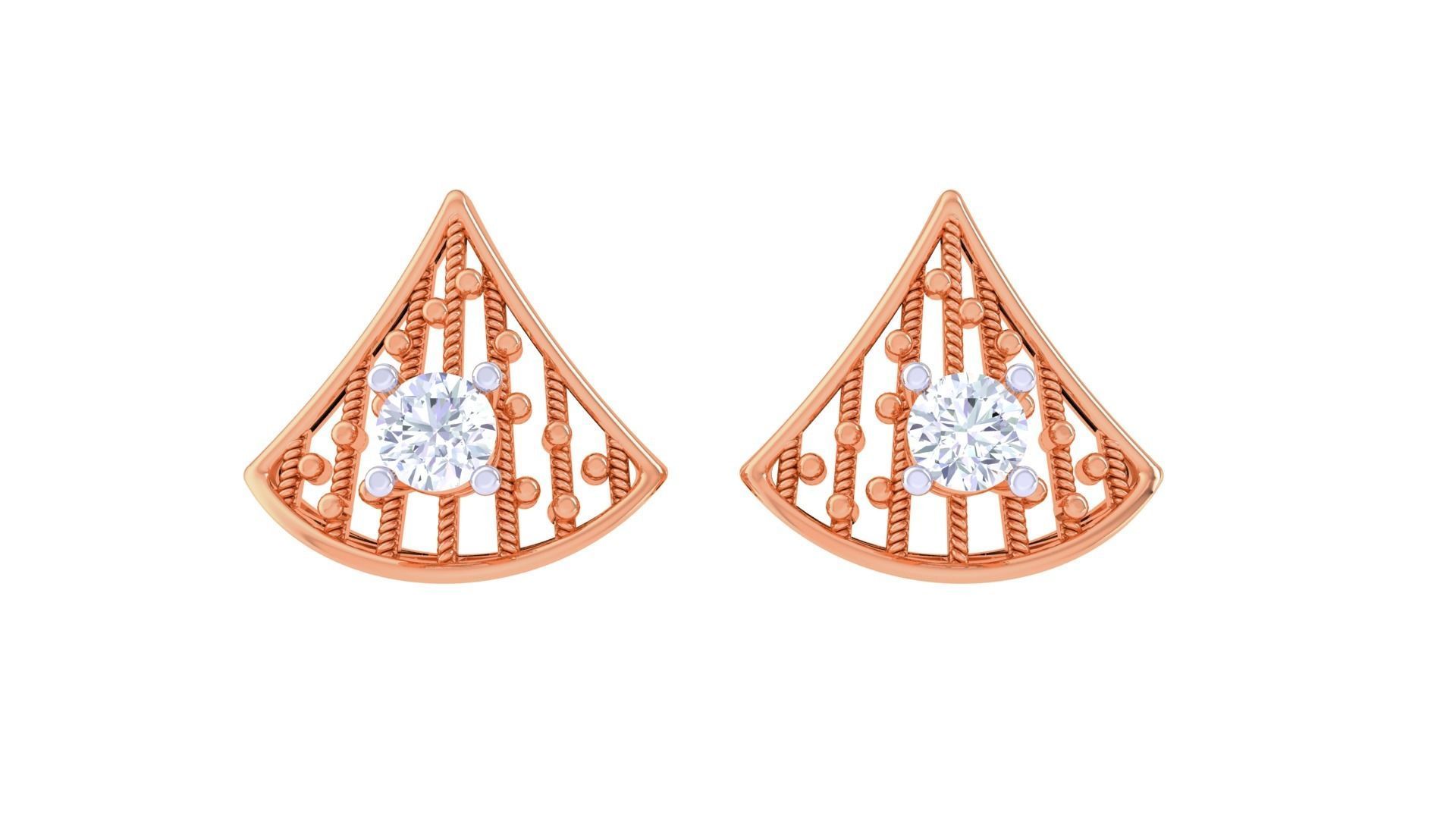 Wire Mesh Solitaire High Jewelry Pendant Earrings Set 3D print model_10