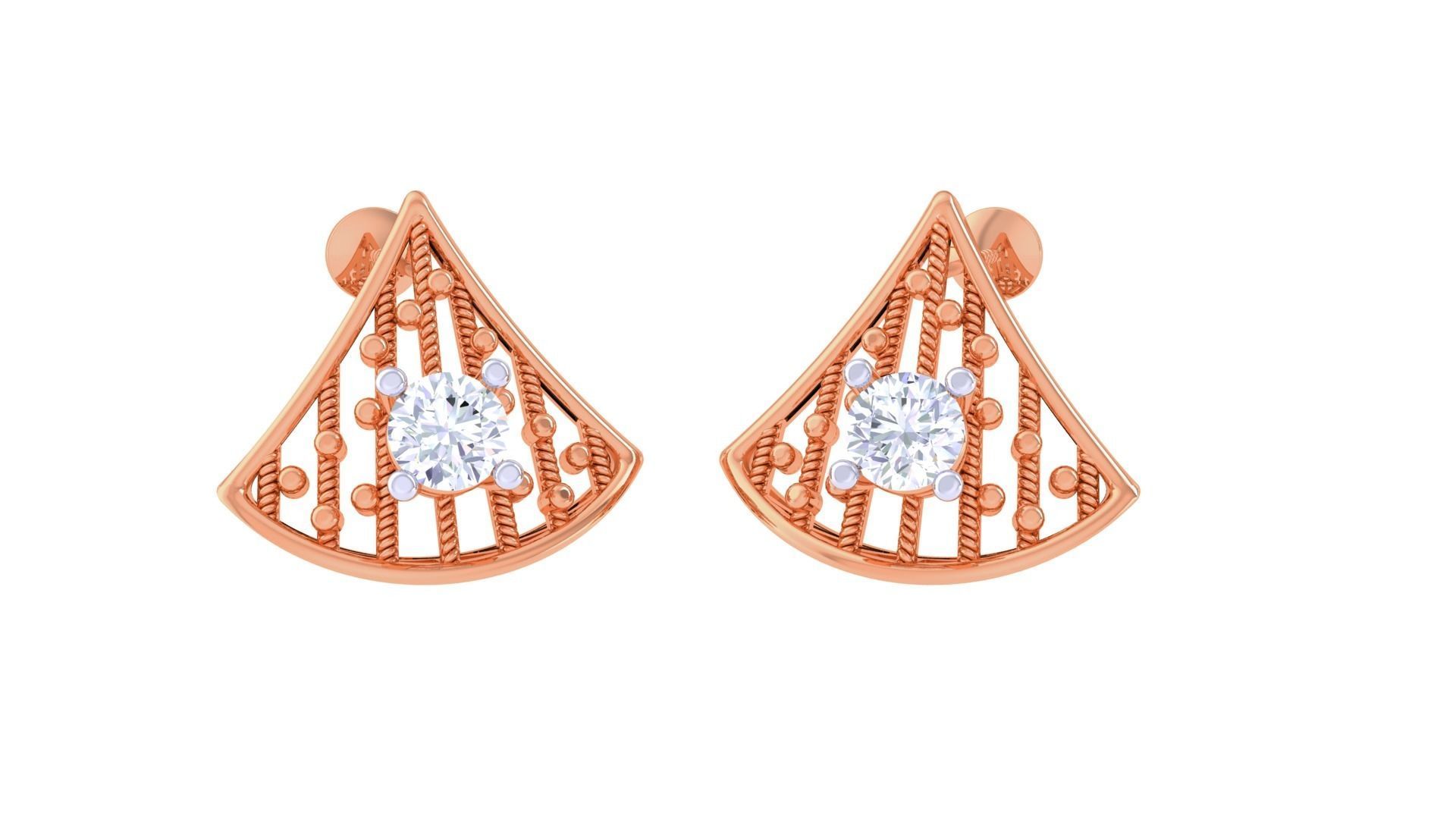 Wire Mesh Solitaire High Jewelry Pendant Earrings Set 3D print model_1