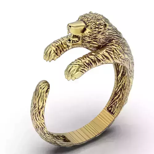 Bear  ring silver gold jewelry 3d printable model