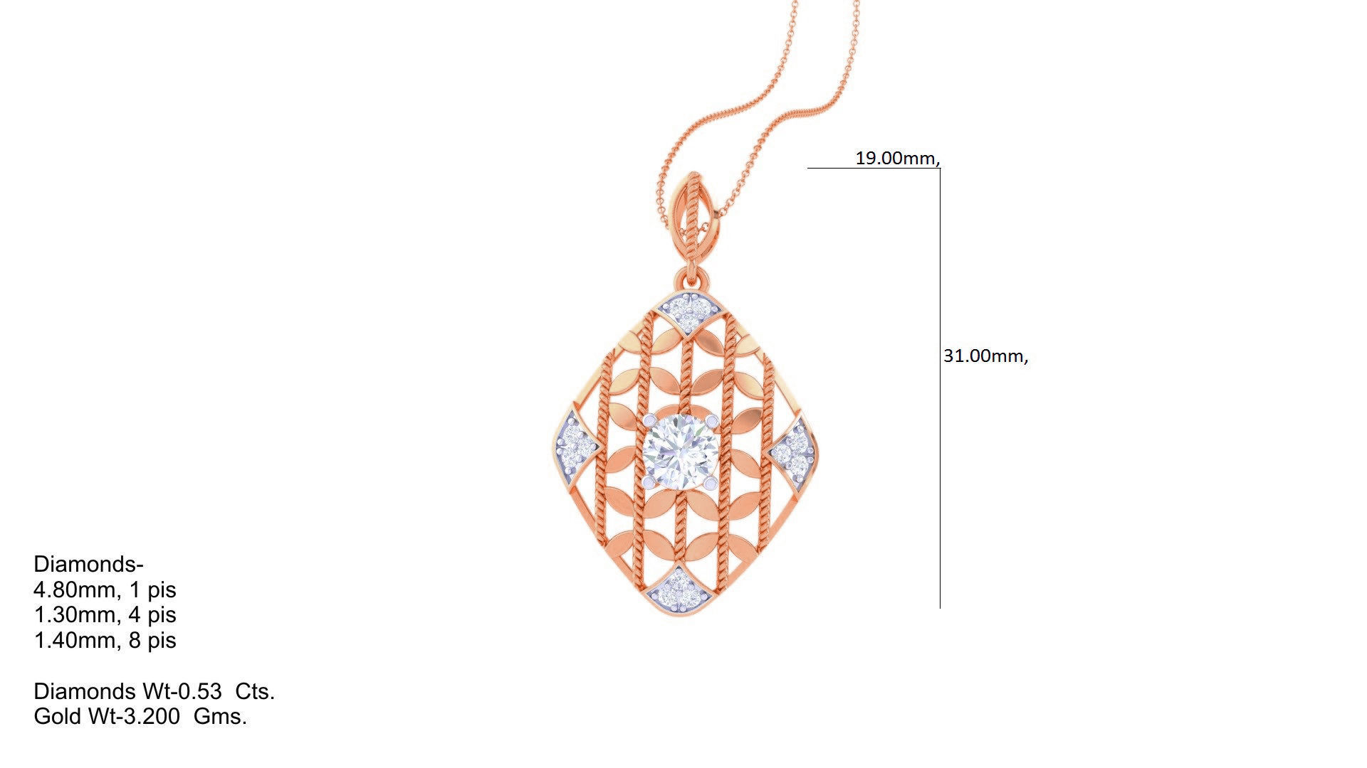 Wire Mesh Solitaire High Jewelry Pendant Earrings Set 3D print model_17